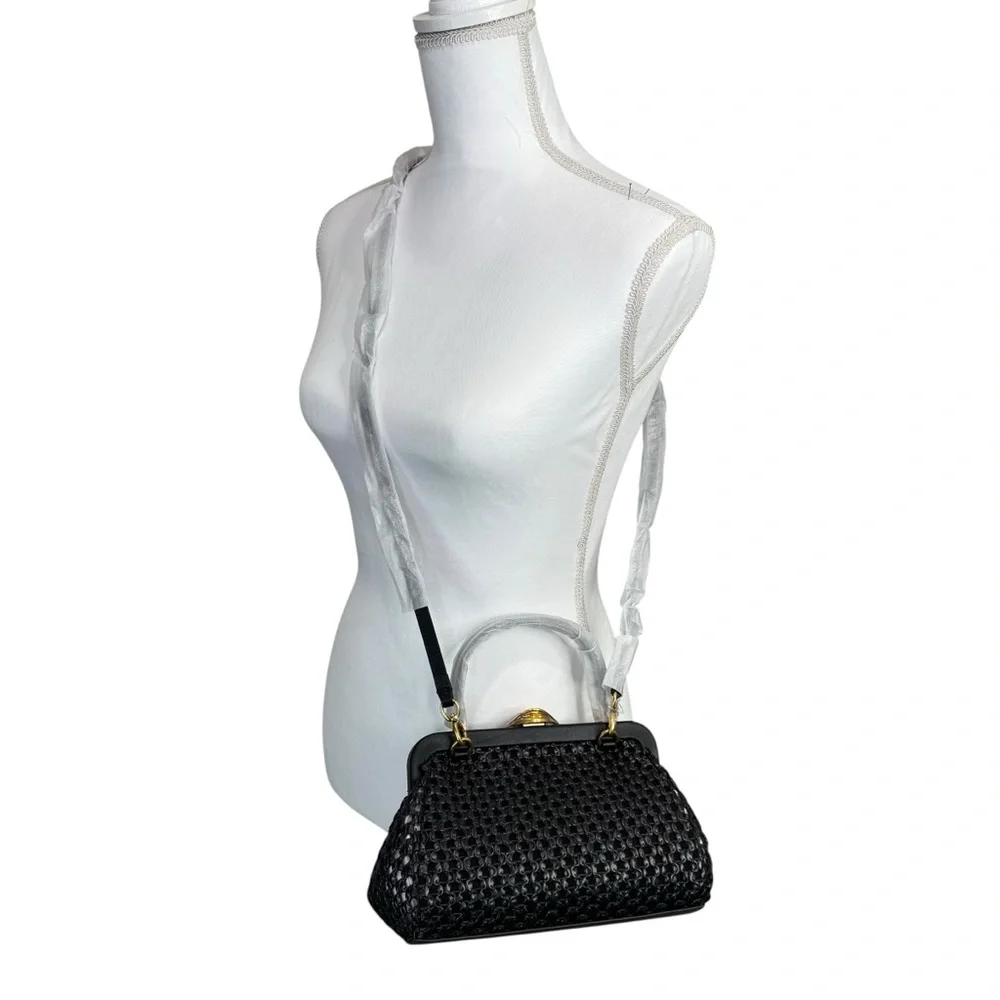 NEW Cult Gaia Zuma Woven Crossbody Bag Black - Picture 3 of 6